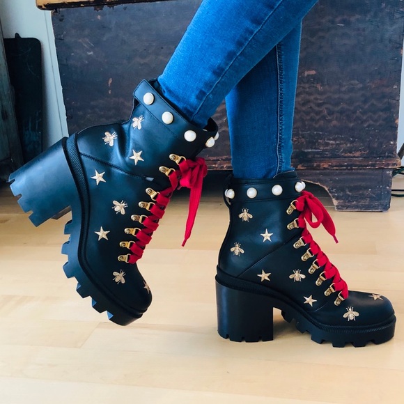 Gucci Shoes - 🌟Gucci 🌟 Leather Embroidered Ankle Boot